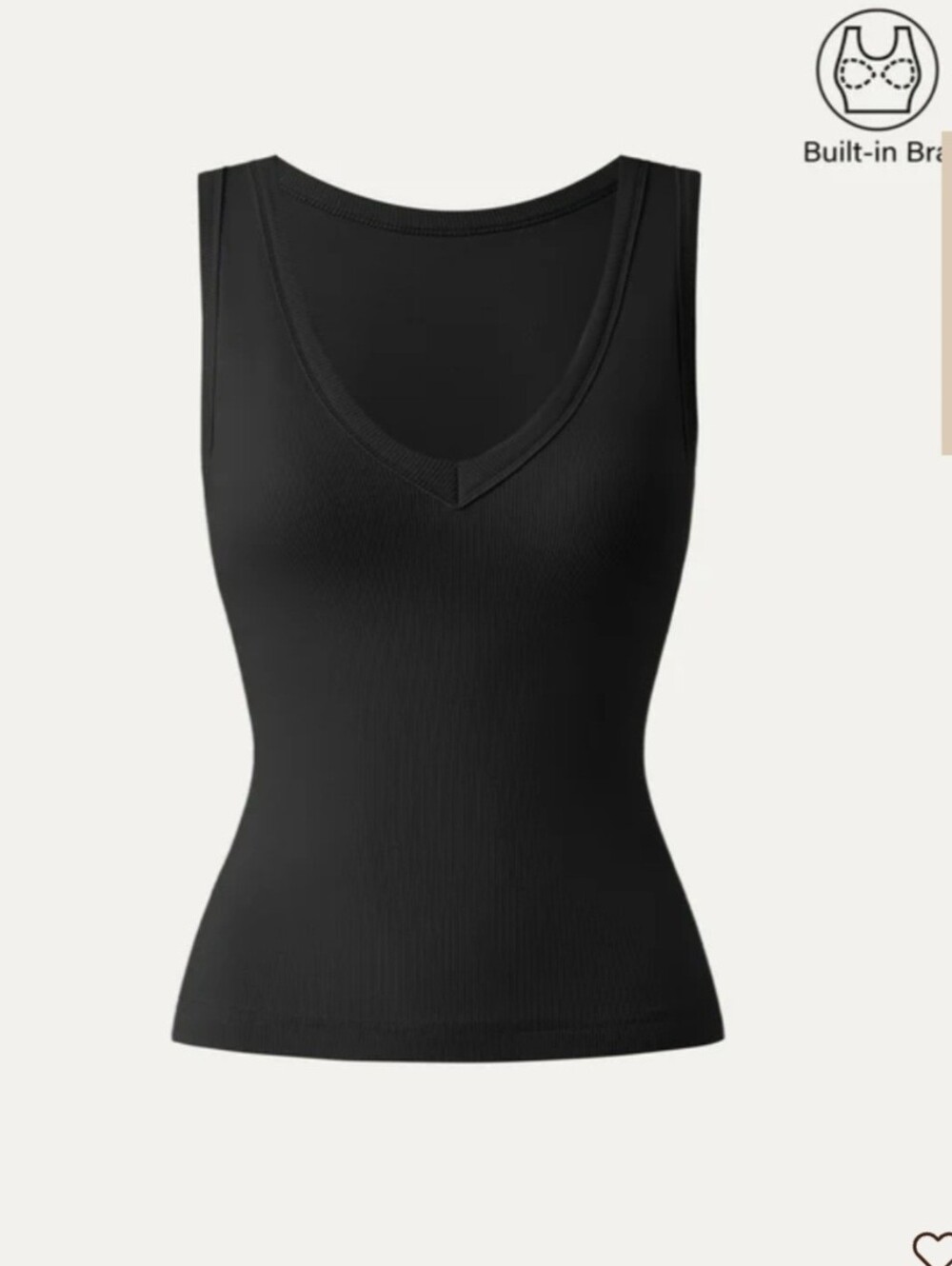 OGL V-Neck Black Tank Top with Built In Bra - NWT